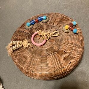 Vintage Chinese Sewing/Trinket Basket Peking glass ring beads